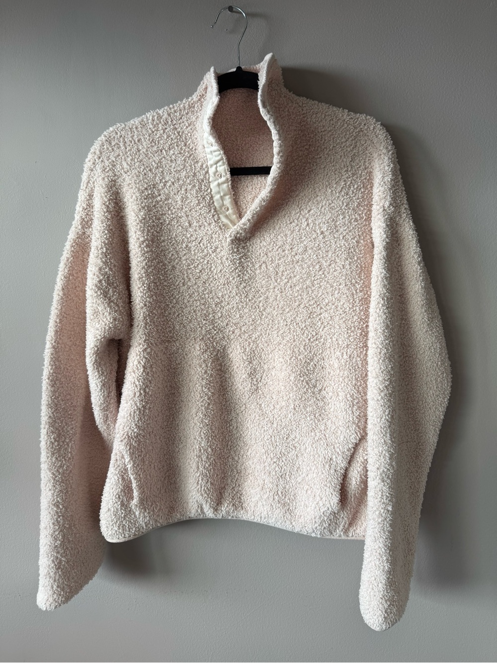 Skims Women’s Powder Pink Teddy Bouclé Sherpa High Neck Fleece Size S/M